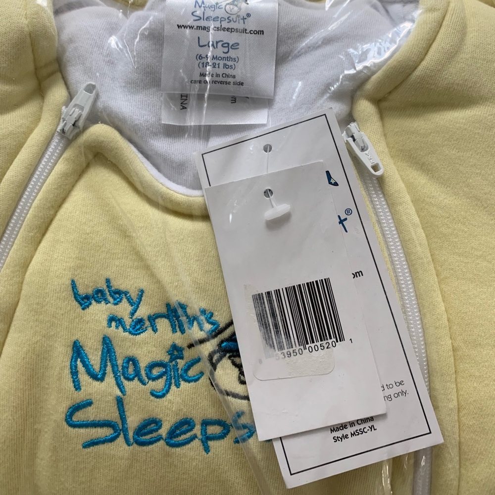 Baby Merlin Magic Sleepsuit yellow cotton NWT L
